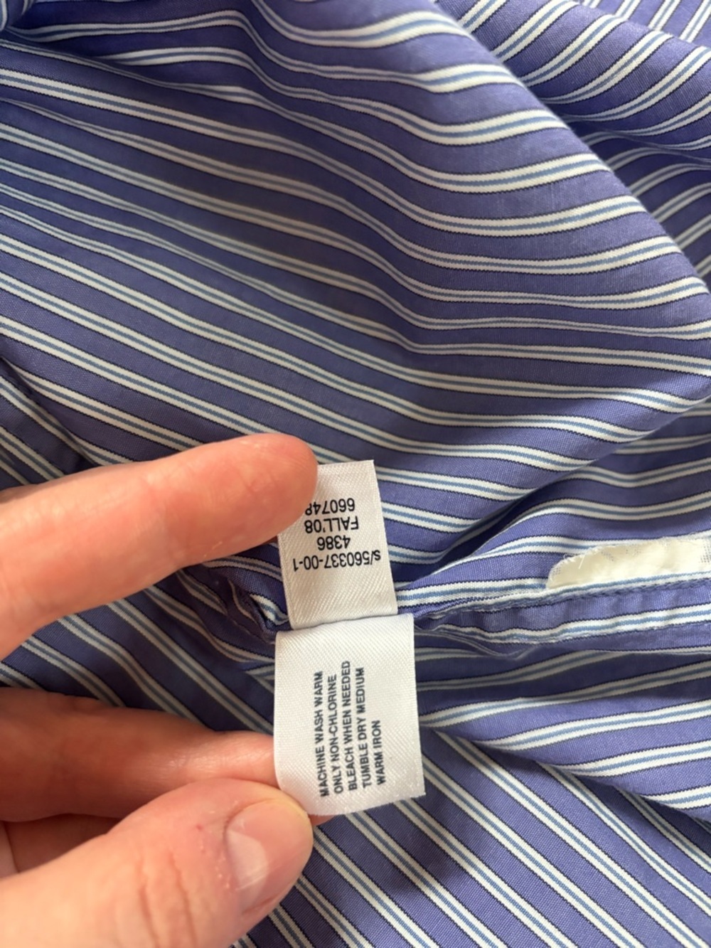 GAP Men's Blue Striped Long Sleeve Button Down Shirt - Fitted - Large - Picture 8 of 11